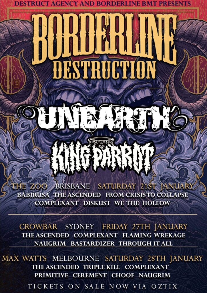 UNEARTH Australian Tour With Guests The Ascended & Complexant The