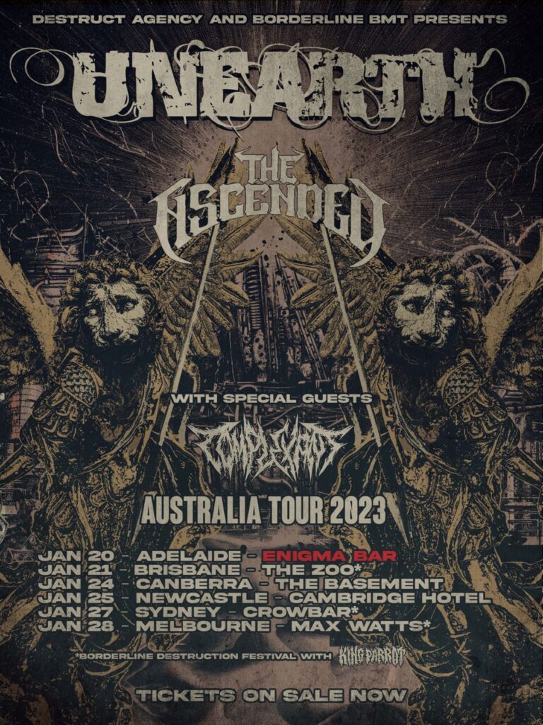 UNEARTH Australian Tour With Guests The Ascended & Complexant The