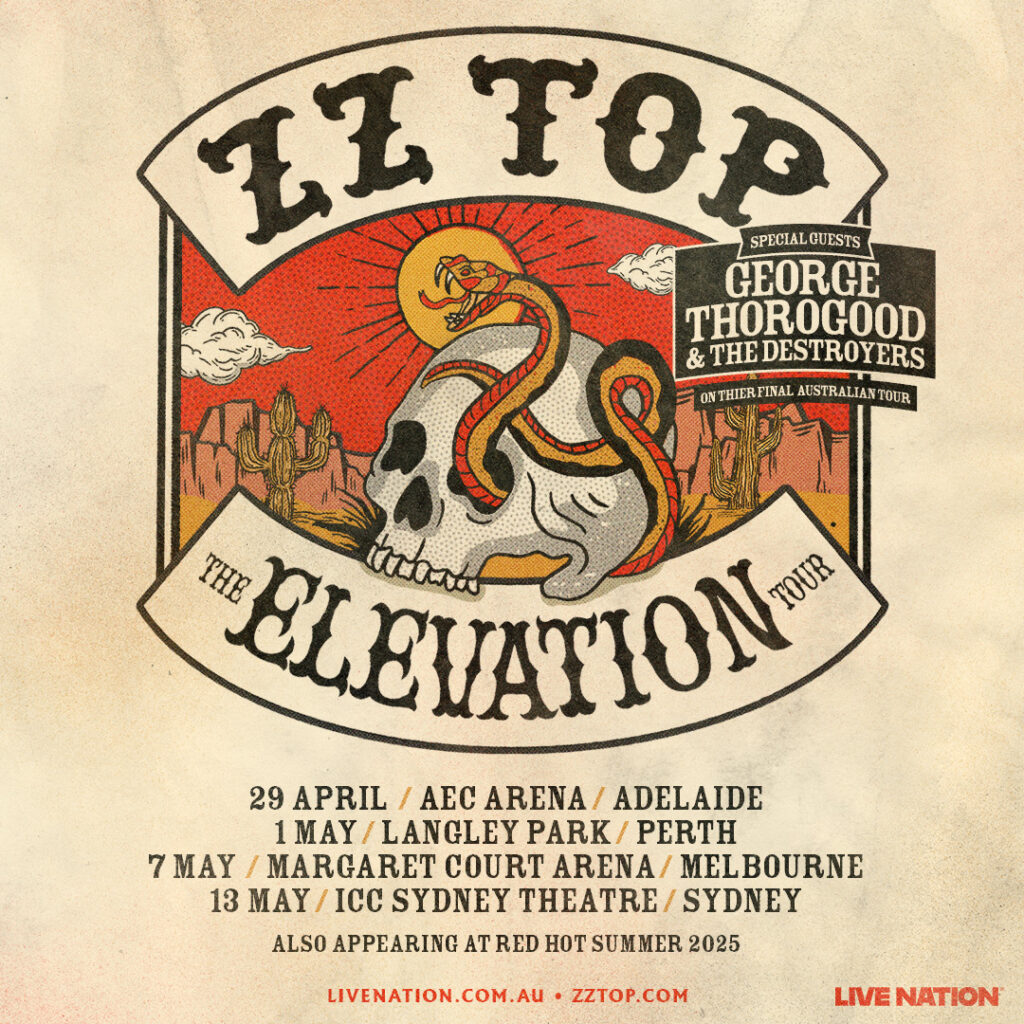 ZZ TOP THE ELEVATION TOUR 2025 Australia & New Zealand Dates Announced